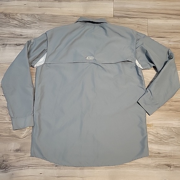 Drake Waterfowl Shirt  Mens Med Gray Wingshooter Performance Long‎ Sleeve Vented - Picture 3 of 9